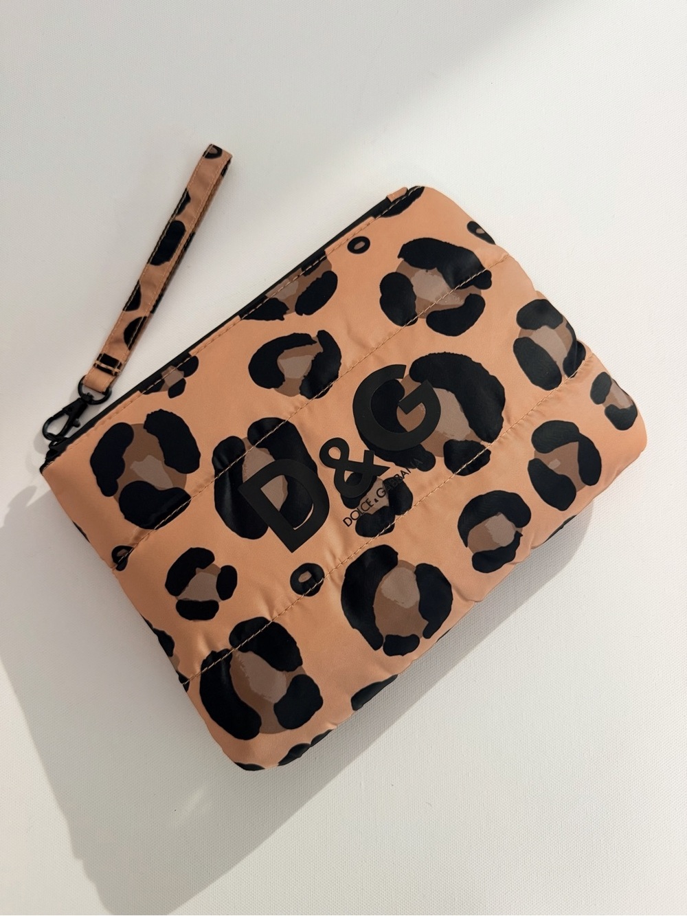 Leopard Print Wristlet Pouch in Tan and Black